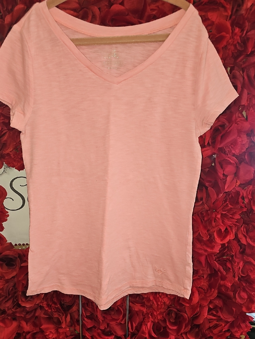 Justice Girls' Light Pink/Coral V-Neck Tee Size 12